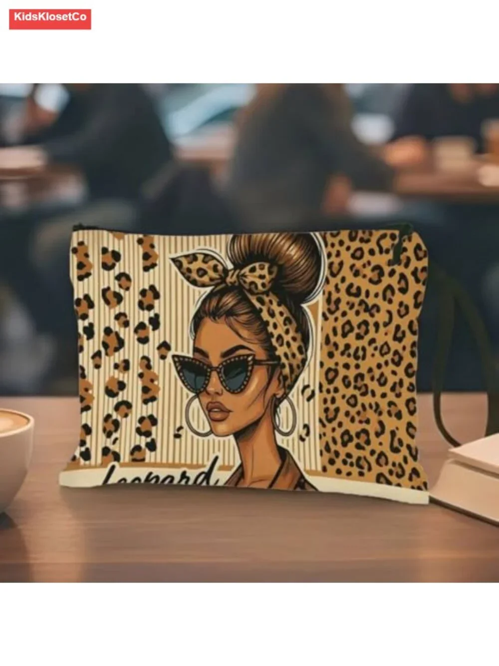 Leopard Print Canvas Cosmetic Bag Travel Toiletry Pouch